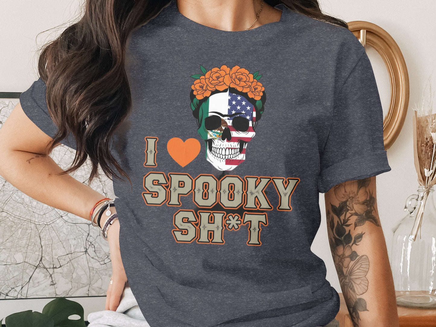I Love Spooky Sht Skull Flower Graphic T-Shirt product