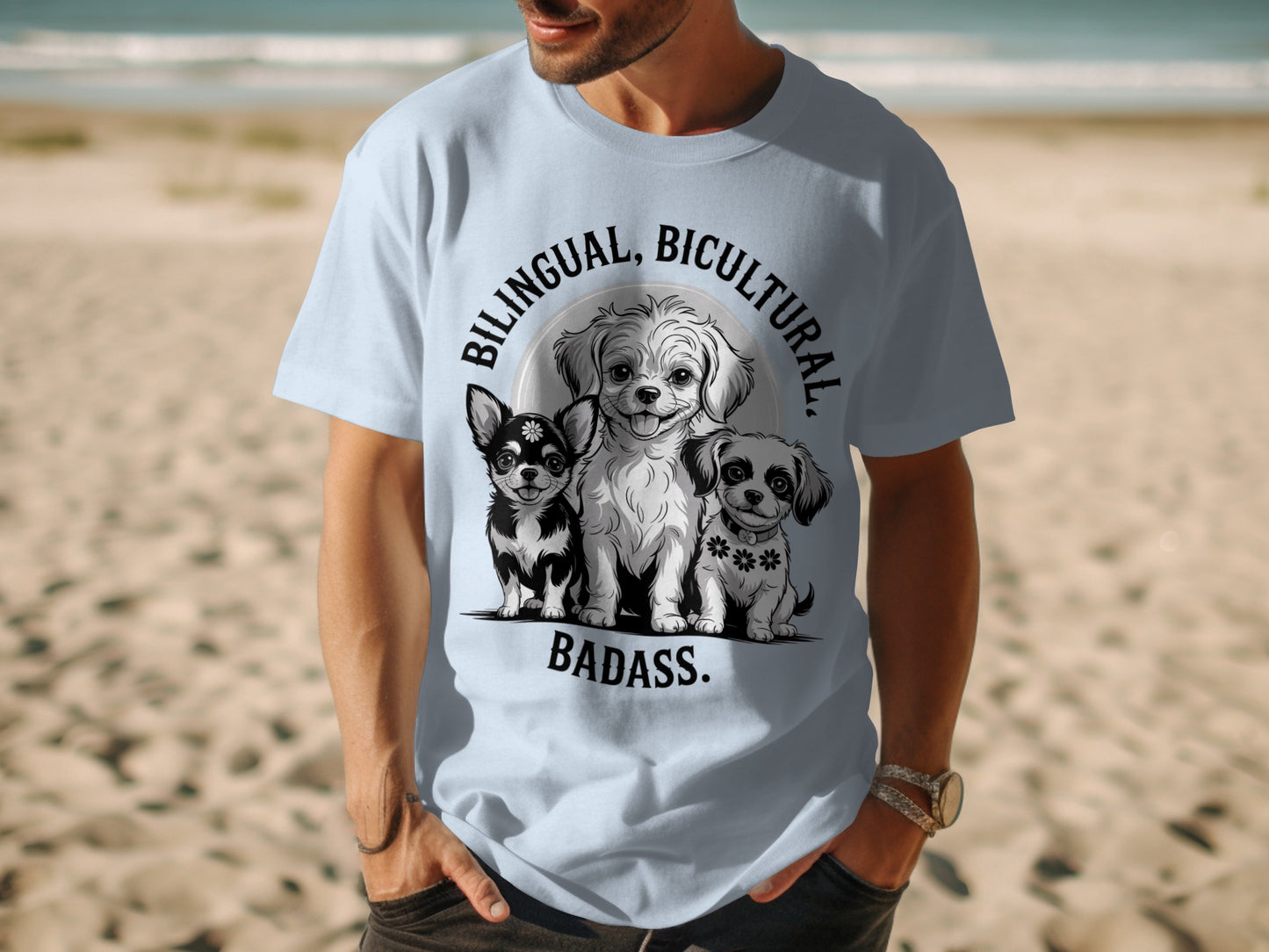 Bilingual Bicultural Badass Dog Graphic T-shirt product type
