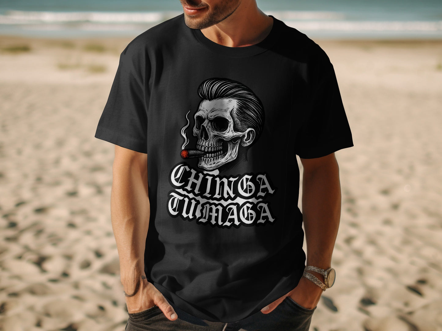 Gothic Skull with Cigar Graphic Men's T-Shirt product