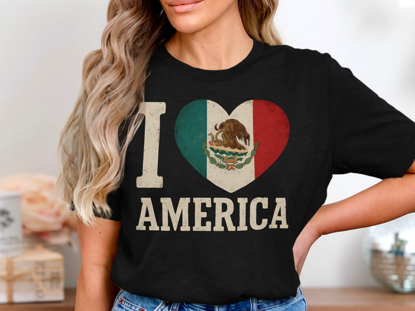 I Love America Heart Graphic Black T-shirt product