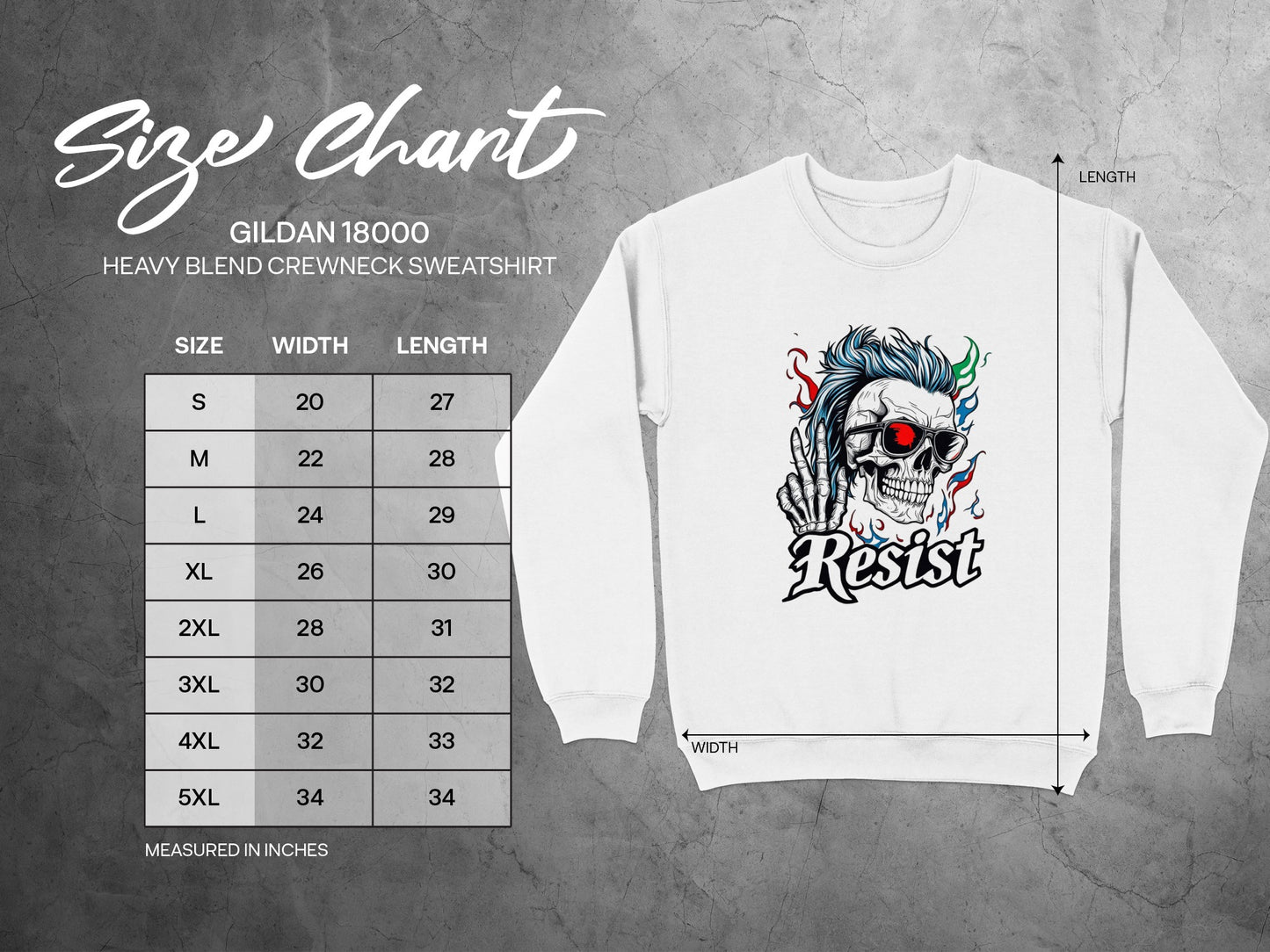 Resist Skull Design Crewneck Sweatshirt product