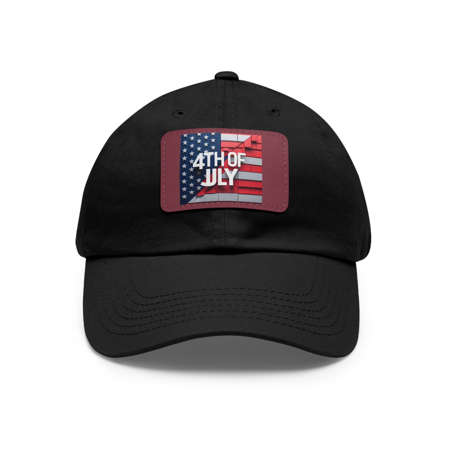 4th of July Dad Hat with Leather Patch - Patriotic Cap for Independence Day