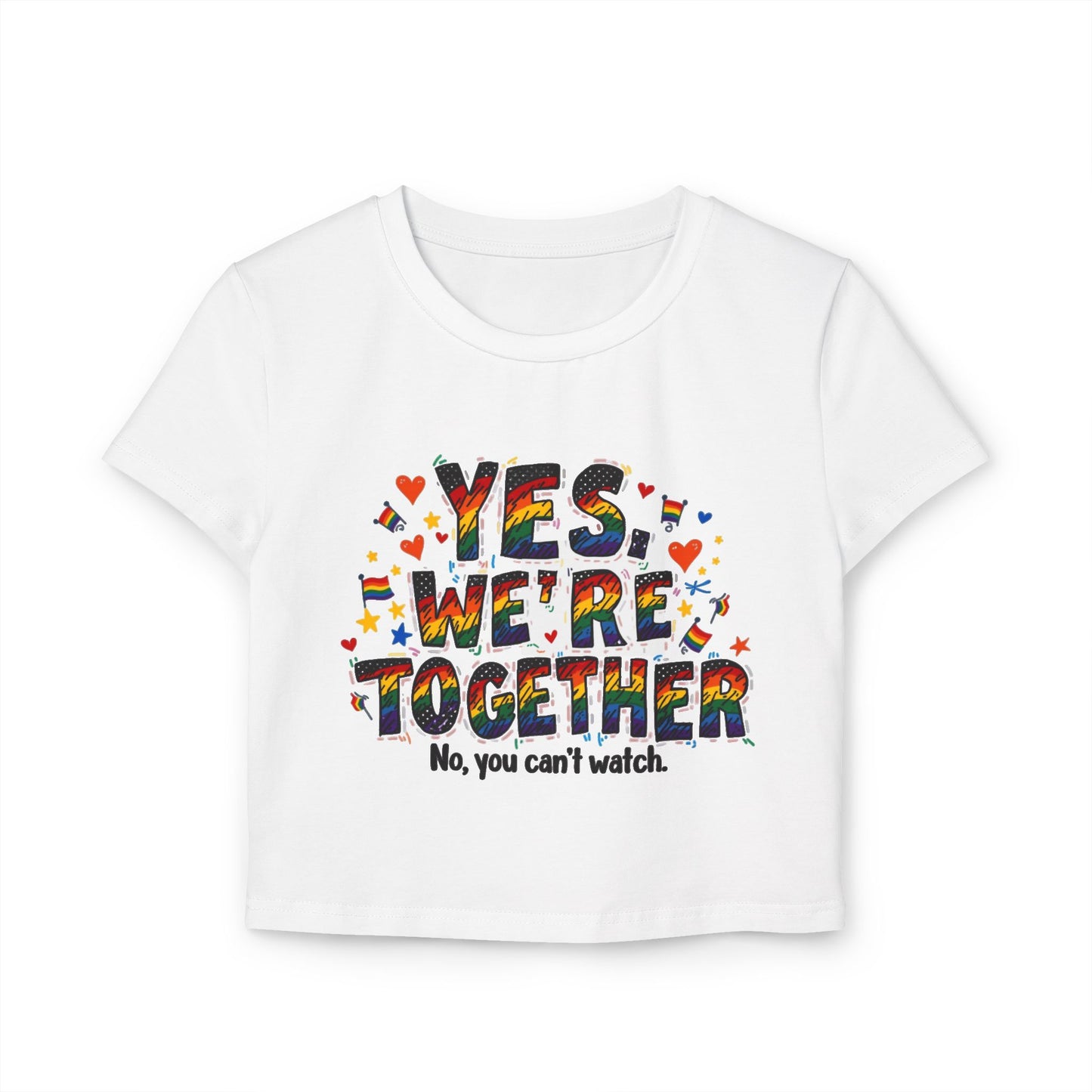 Colorful Yes We're Together Baby Tee - Cute Casual Top for Fun Gatherings