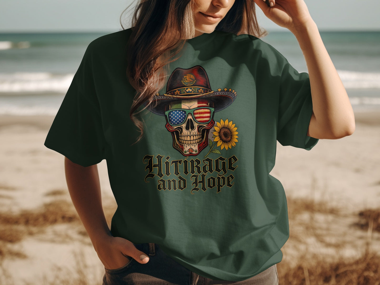 Vintage Skull with Sunflower Graphic T-shirt product