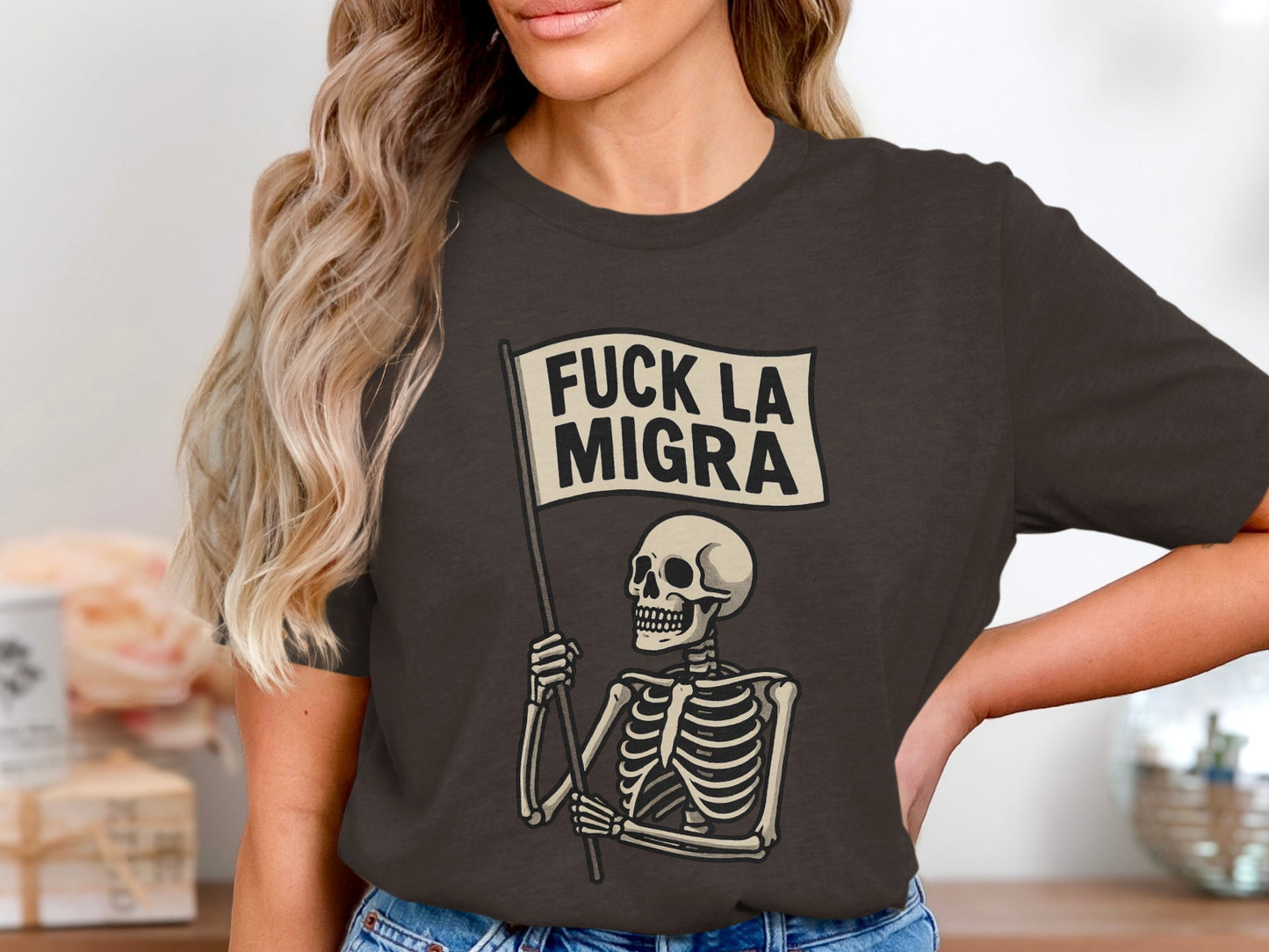 Skeleton Holding Sign Graphic T-shirt product