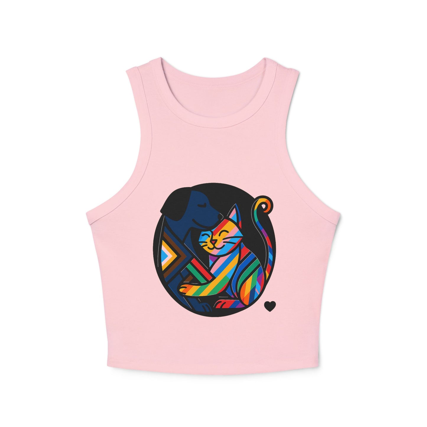Pride tank top Colorful Animal Love Women's Racer Tank Top - Cute Cat and Dog Design