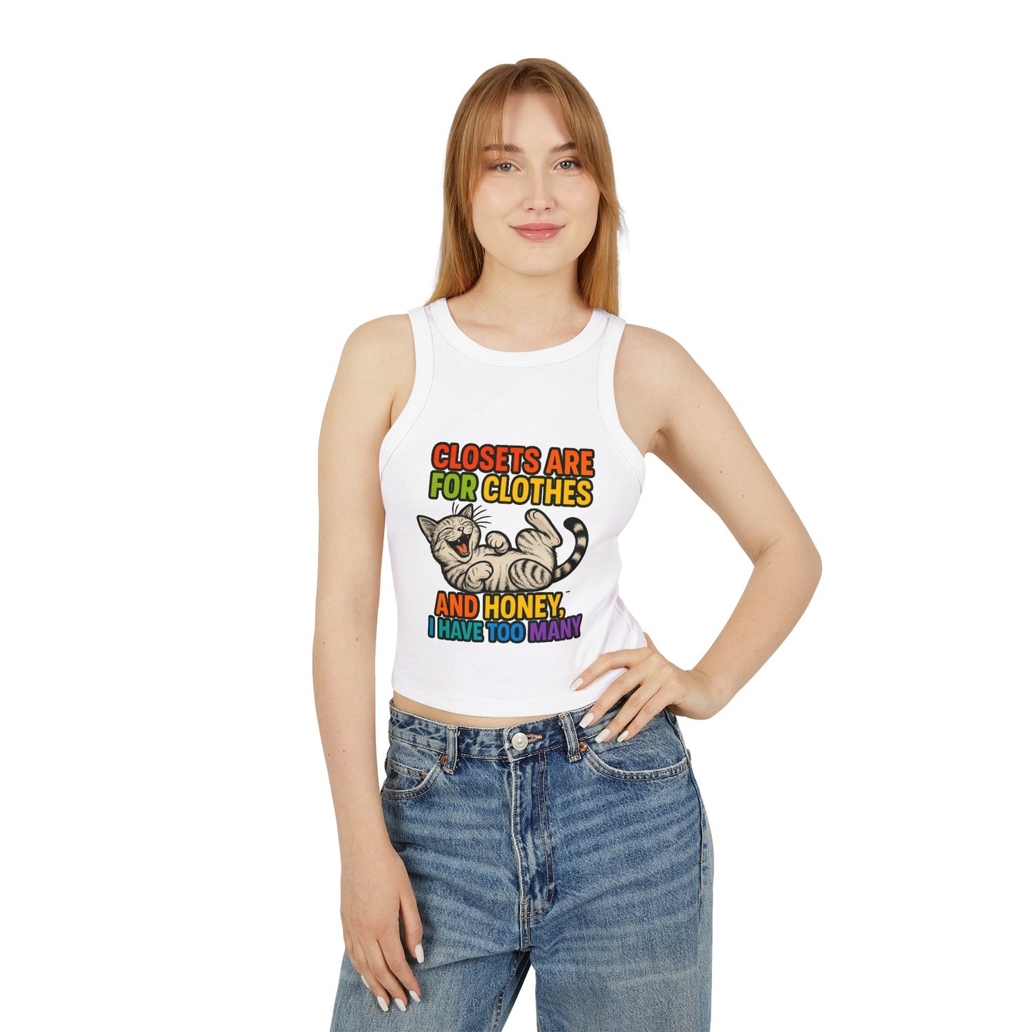 Pride Tank Top Funny Cat Love Women's Racer Tank Top - 'Closets Are For Clothes'