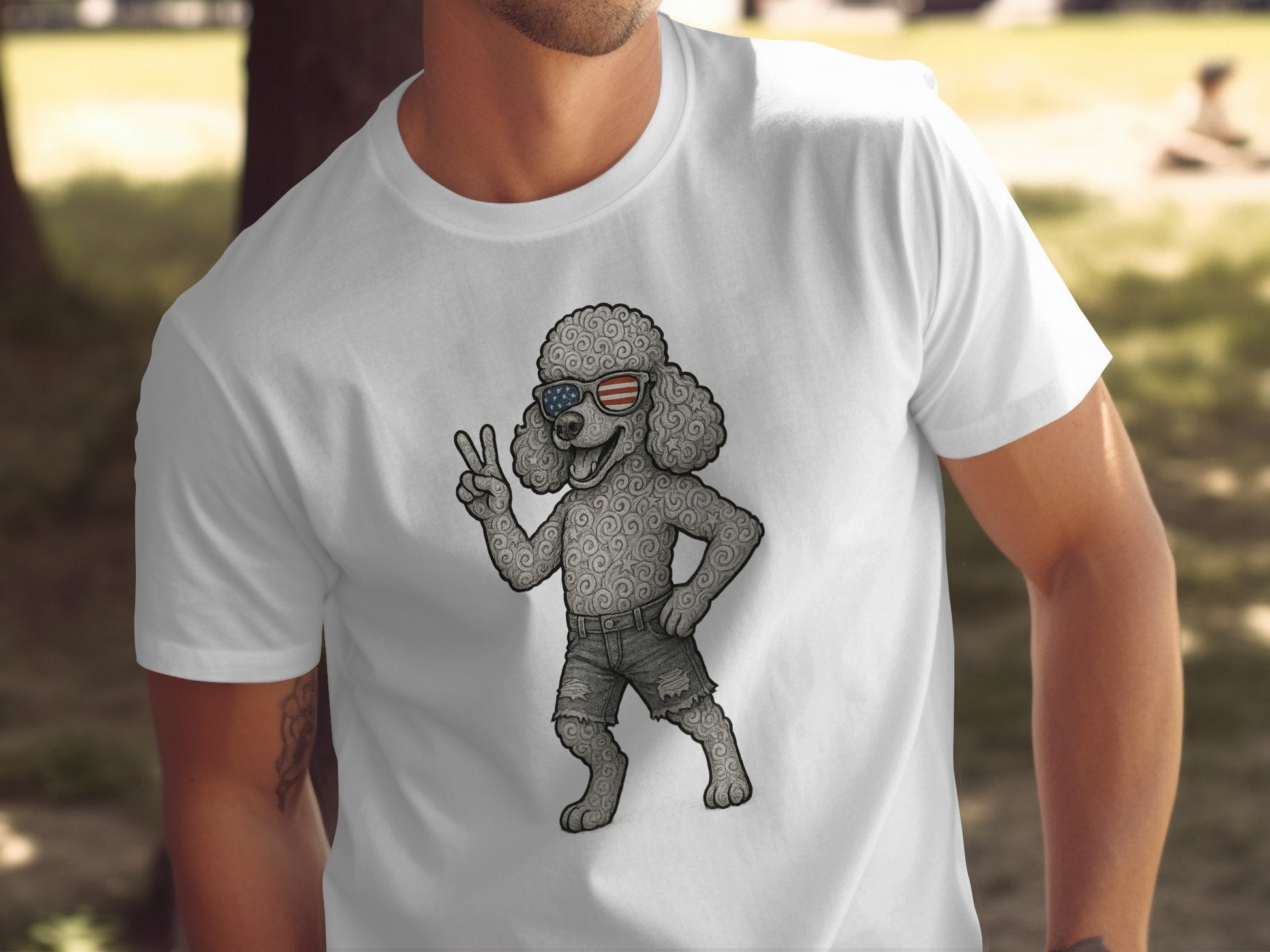 Cool Poodle with Sunglasses Graphic Print T-shirt product type