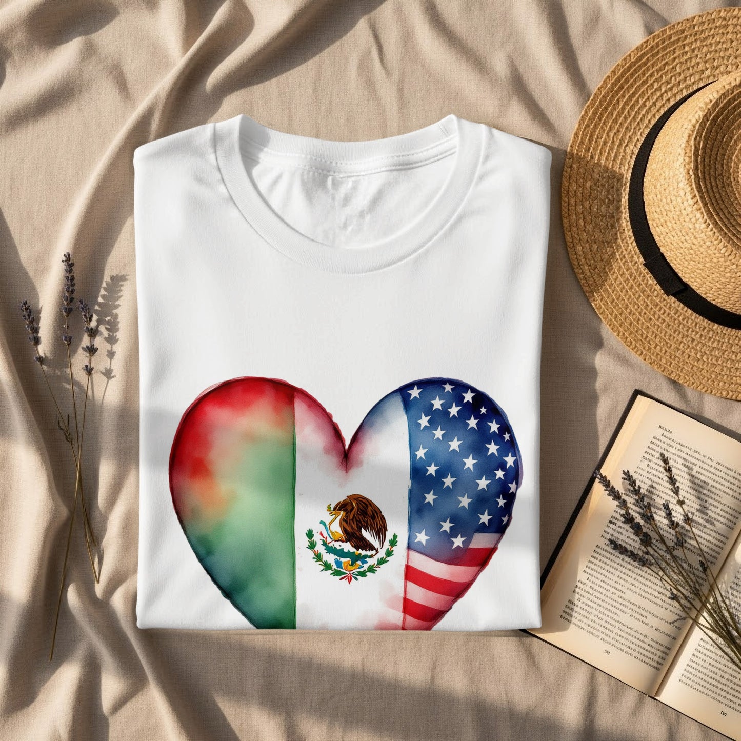 Mexican Flag and American Flag Heart product type