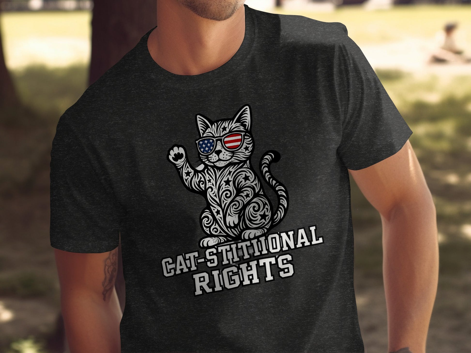 Cat-stitutional Rights Design Charcoal T-shirt product type