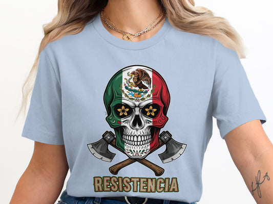 Mexican Skull Art Resistencia Graphic Tee Shirt product