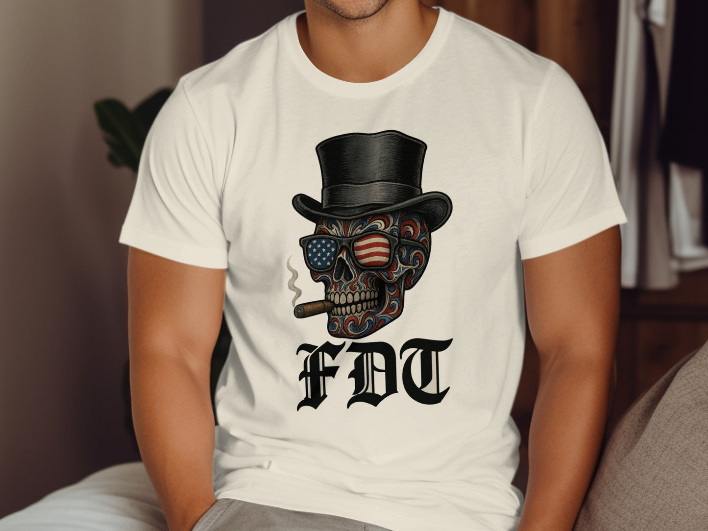 Patriotic Skull with Top Hat Graphic T-Shirt product type