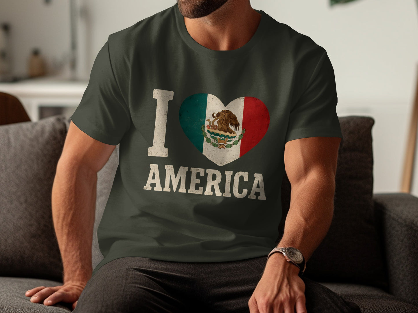 I Love America Mexican Flag Heart Graphic Shirt product