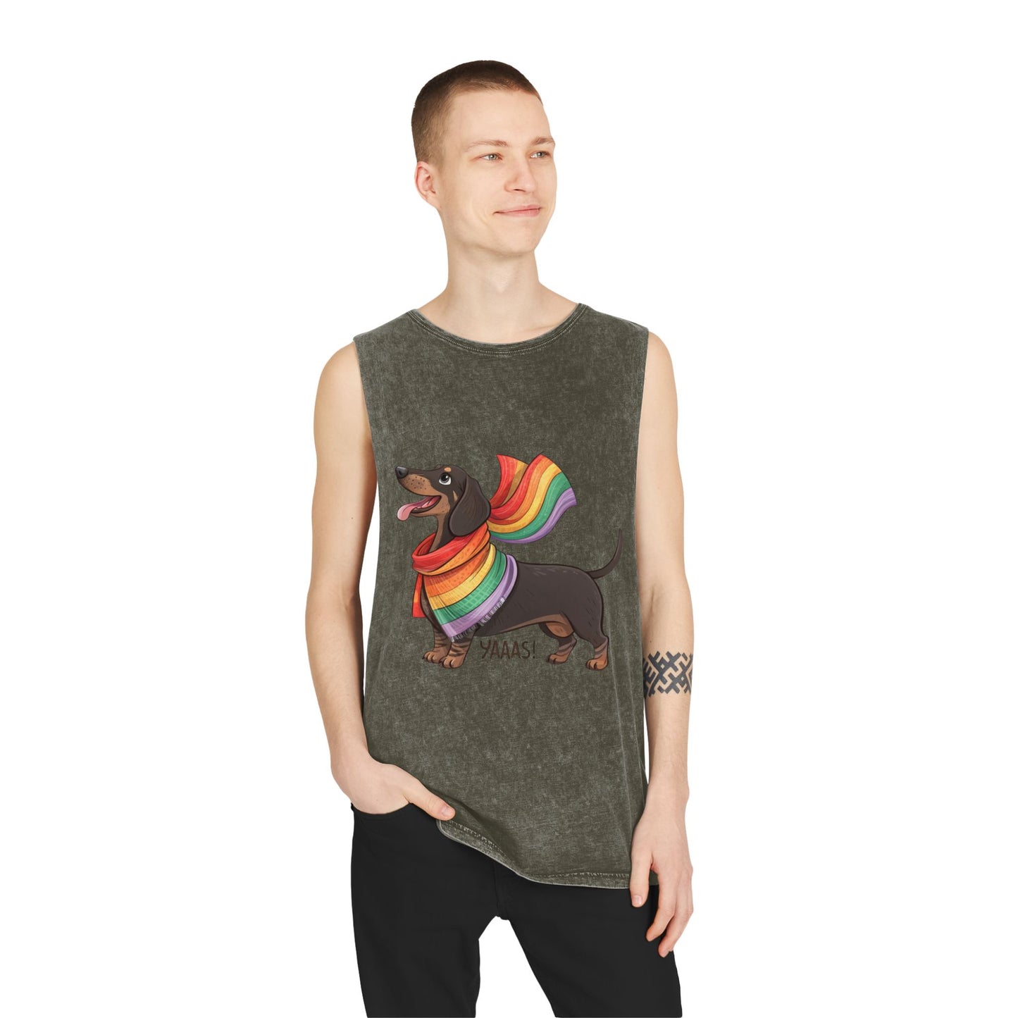 Pride Dachshund Stonewash Tank Top - Unisex Casual Wear