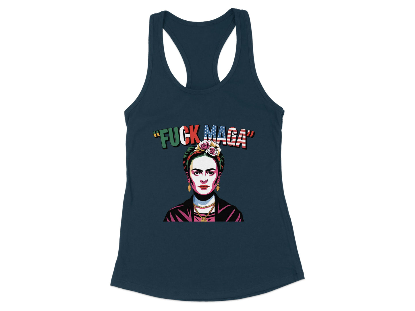 Colorful Bold Design Fuck Maga Racerback Tank product