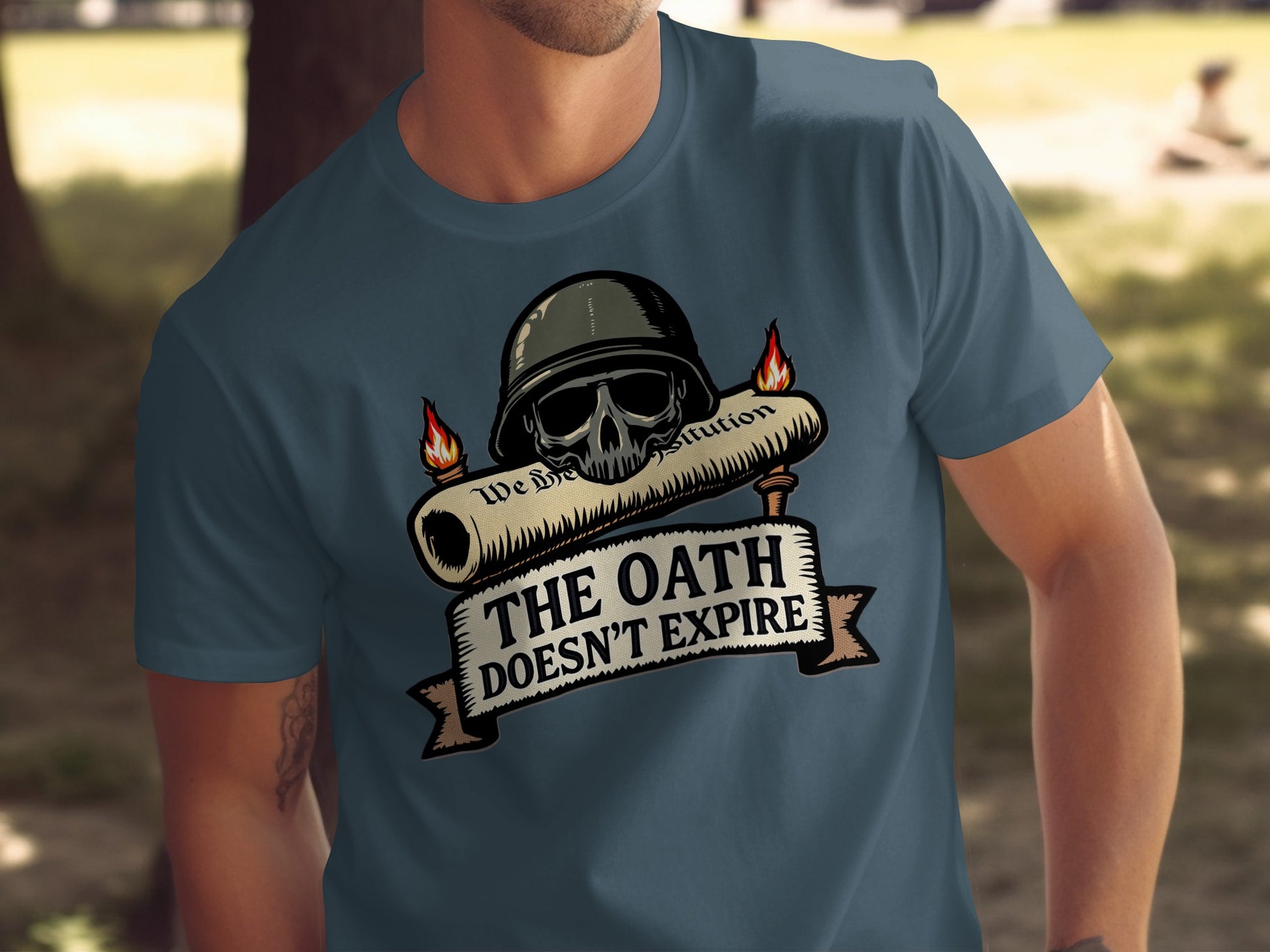 We The Oath Doesn't Expire Skull Helmet Shirt