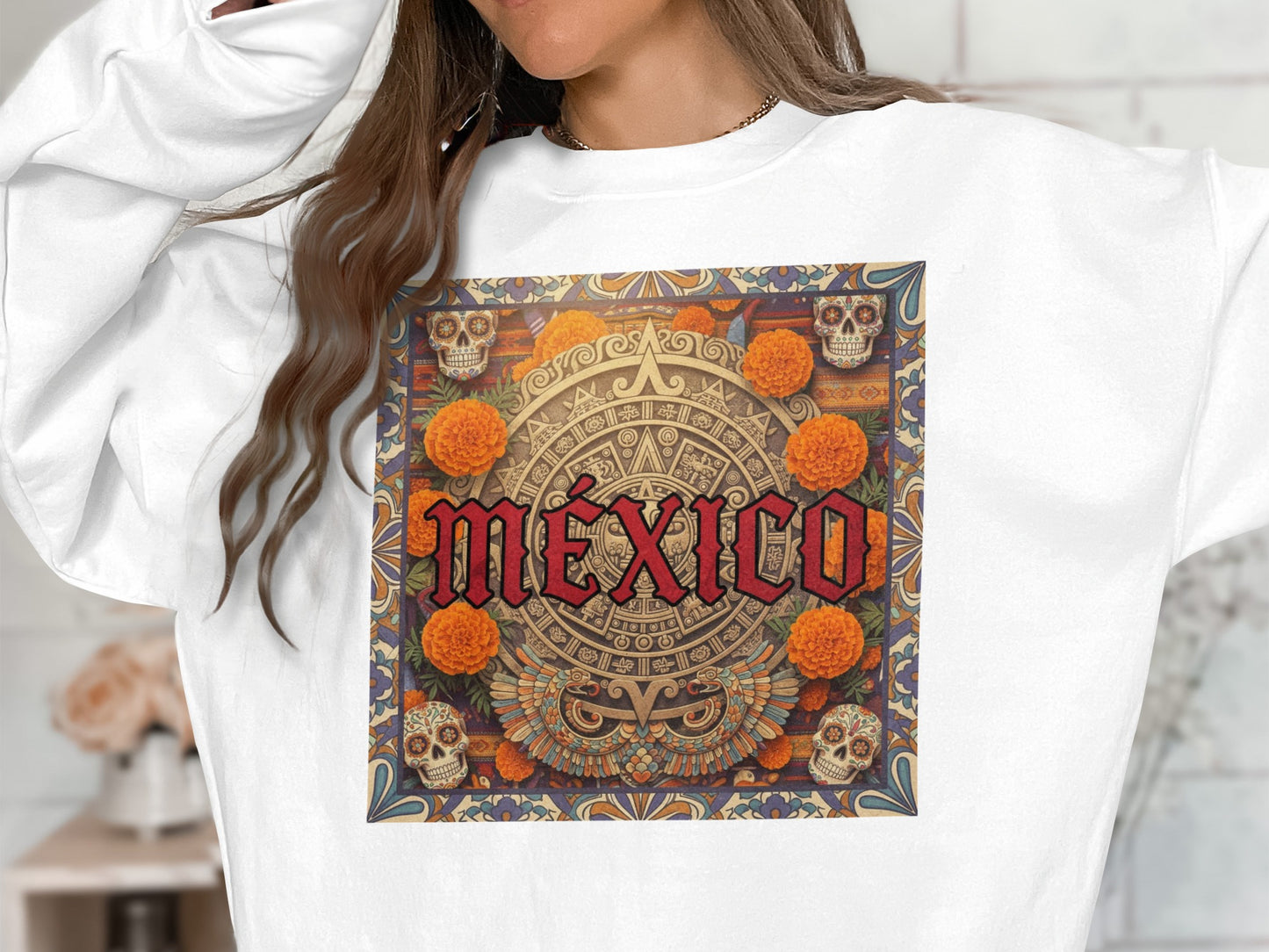 Vibrant México Aztec Calendar Graphic Sweatshirt product