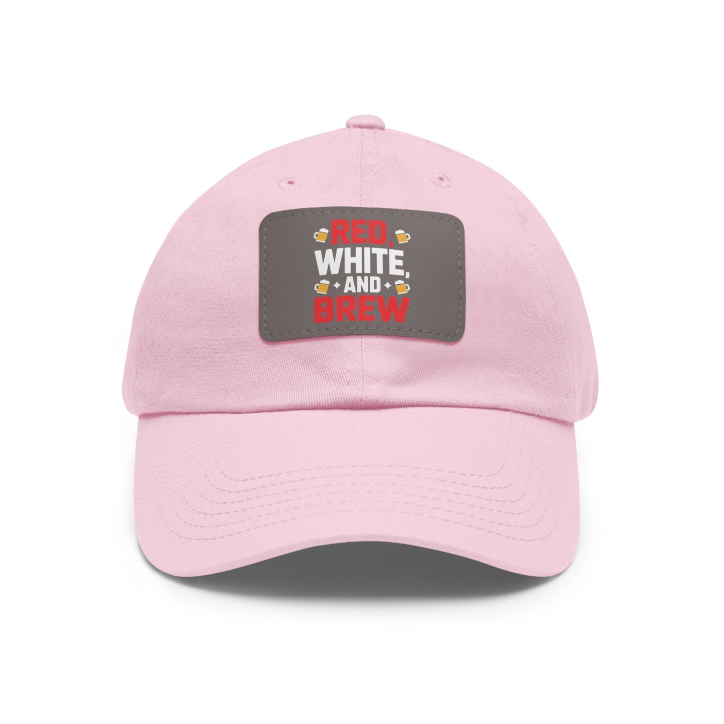 Red White and Brew Dad Hat with Leather Patch - Perfect for Beer Lovers