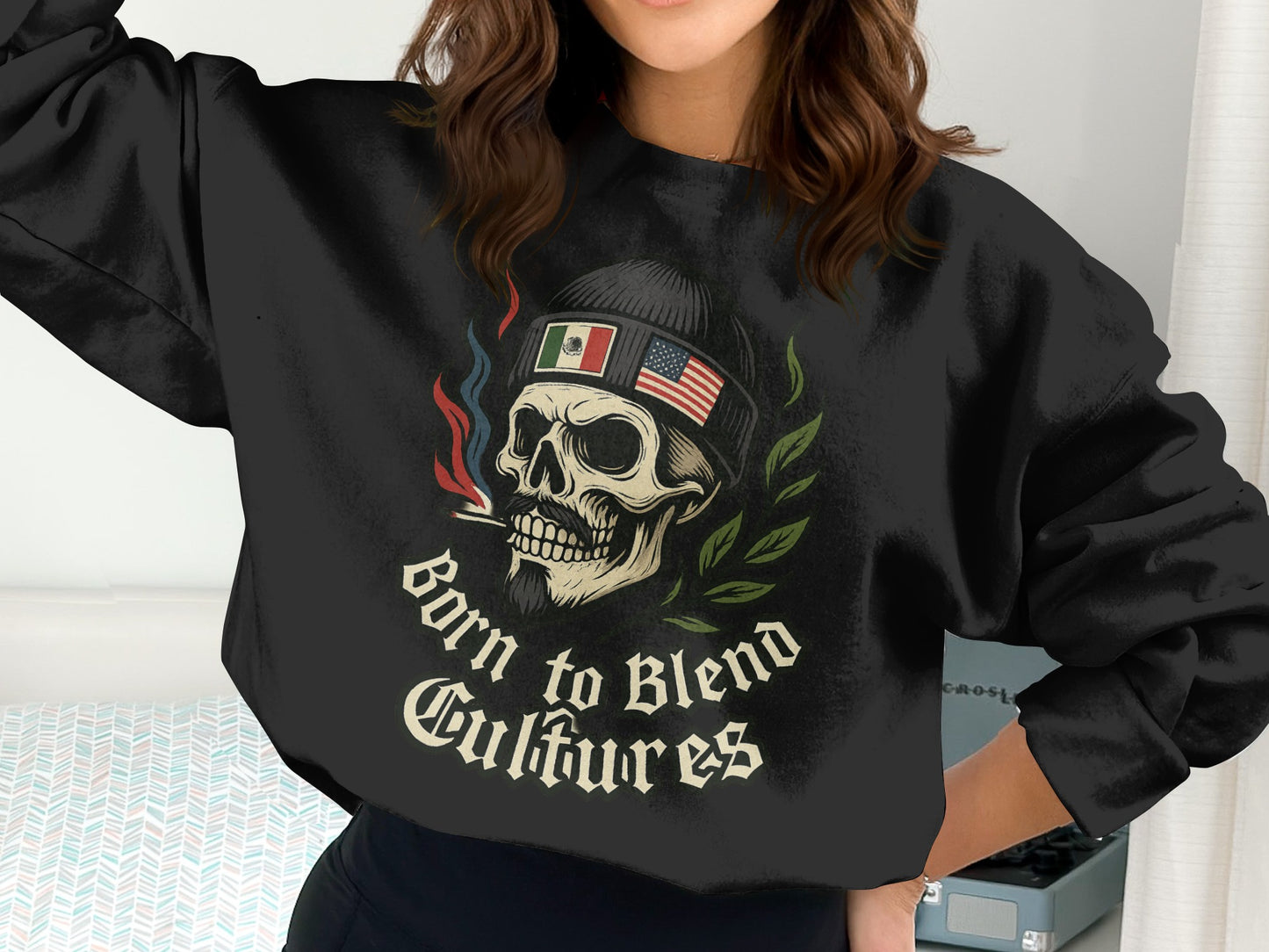 Born to Blend Cultures Skull Graphic Shirt product