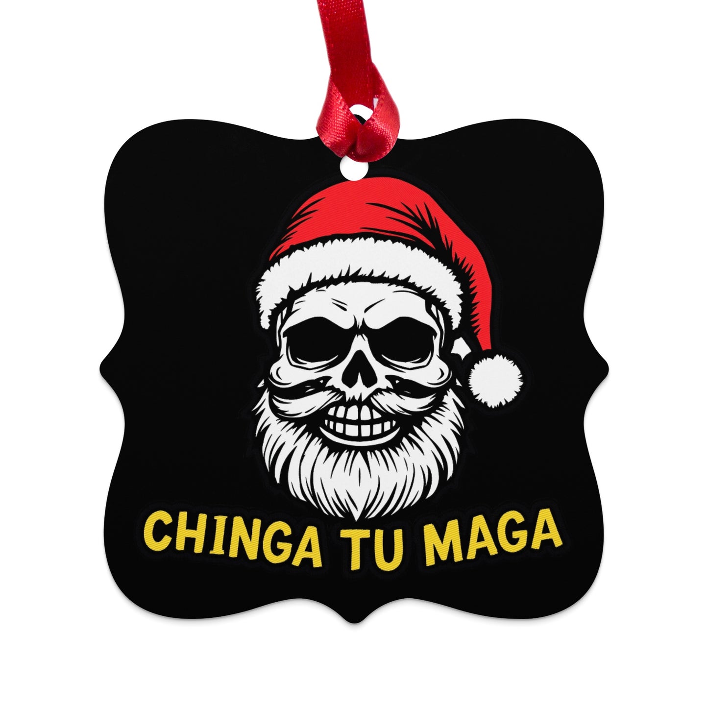 Chinga Tu Maga Santa Skull Ornament for Holiday Decor