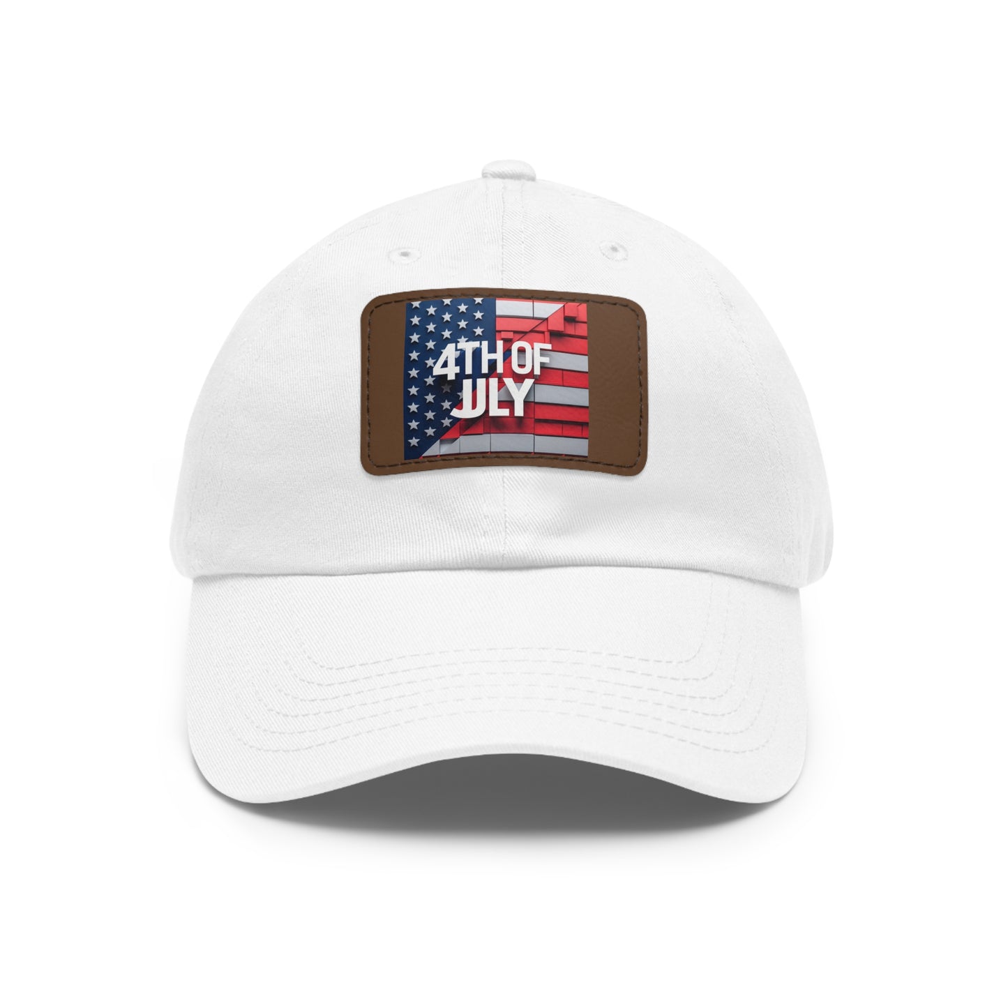 4th of July Dad Hat with Leather Patch - Patriotic Cap for Independence Day