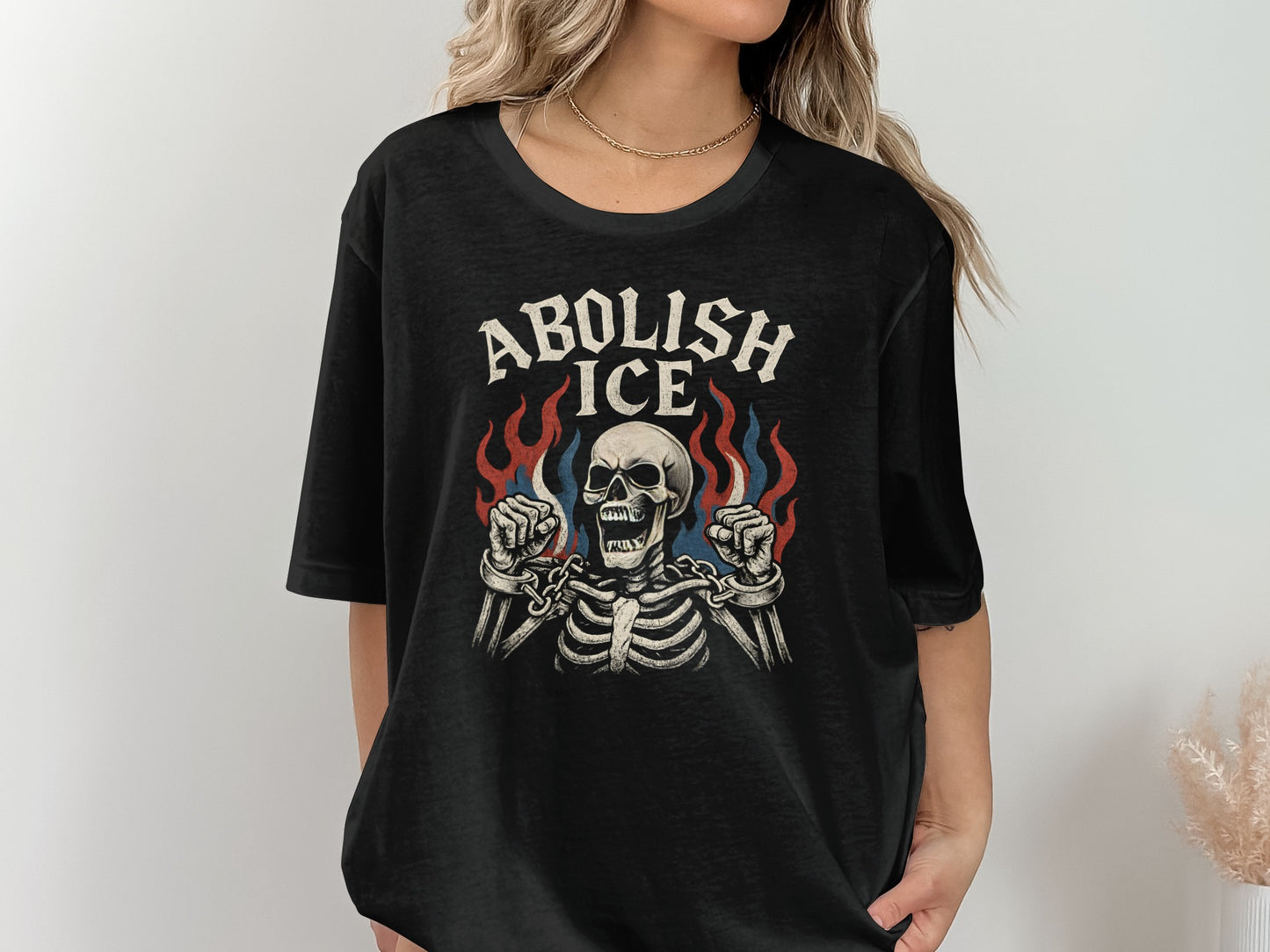 Abolish ICE Skeleton Chains Graphic Unisex T-Shirt product