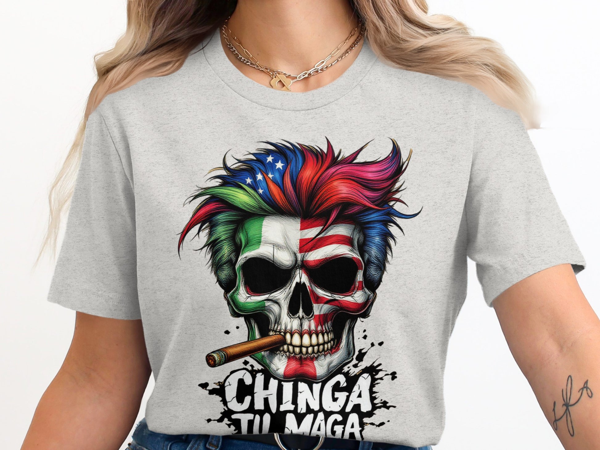 Chinga Tu Maga Edgy Skull Graphic T-Shirt product