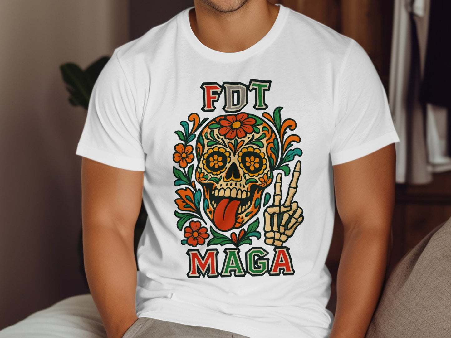 Skull Floral Design FDT MAGA Printed T-shirt product type