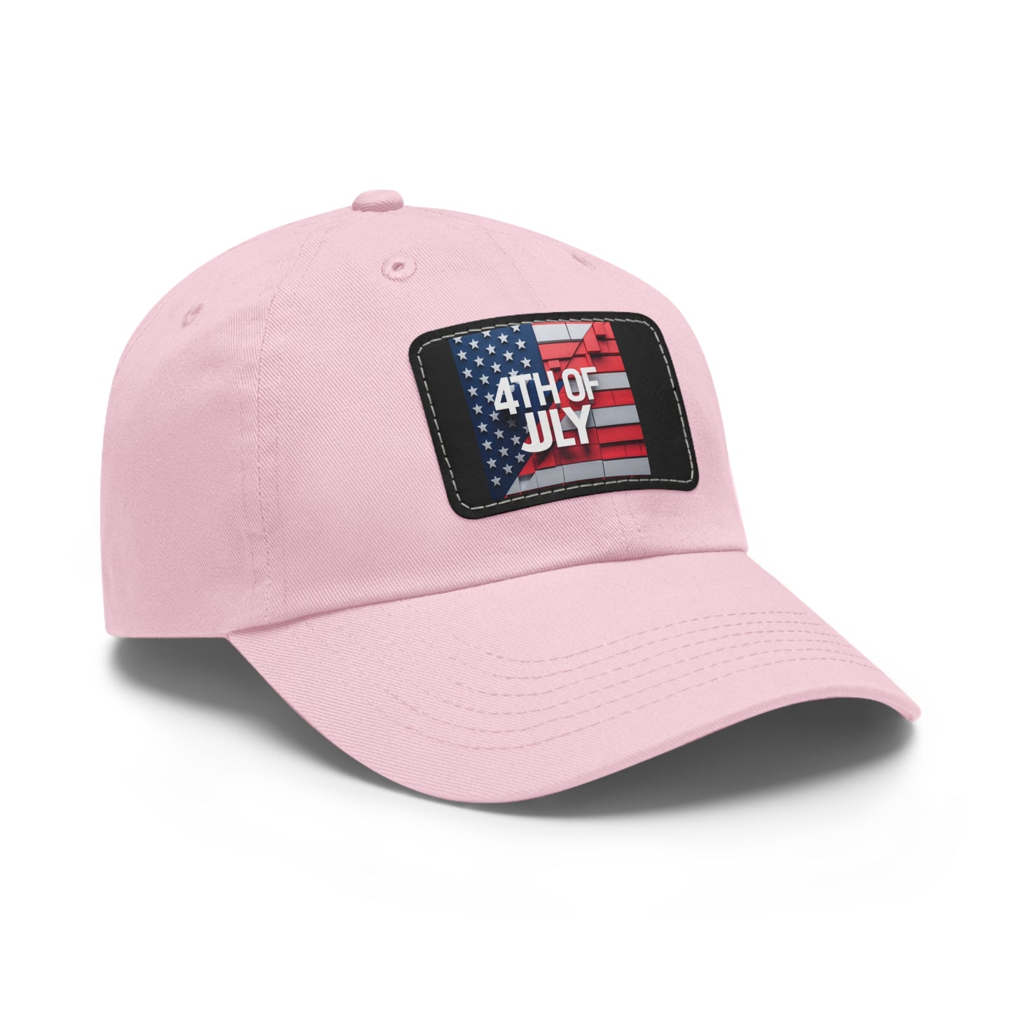 4th of July Dad Hat with Leather Patch - Patriotic Cap for Independence Day