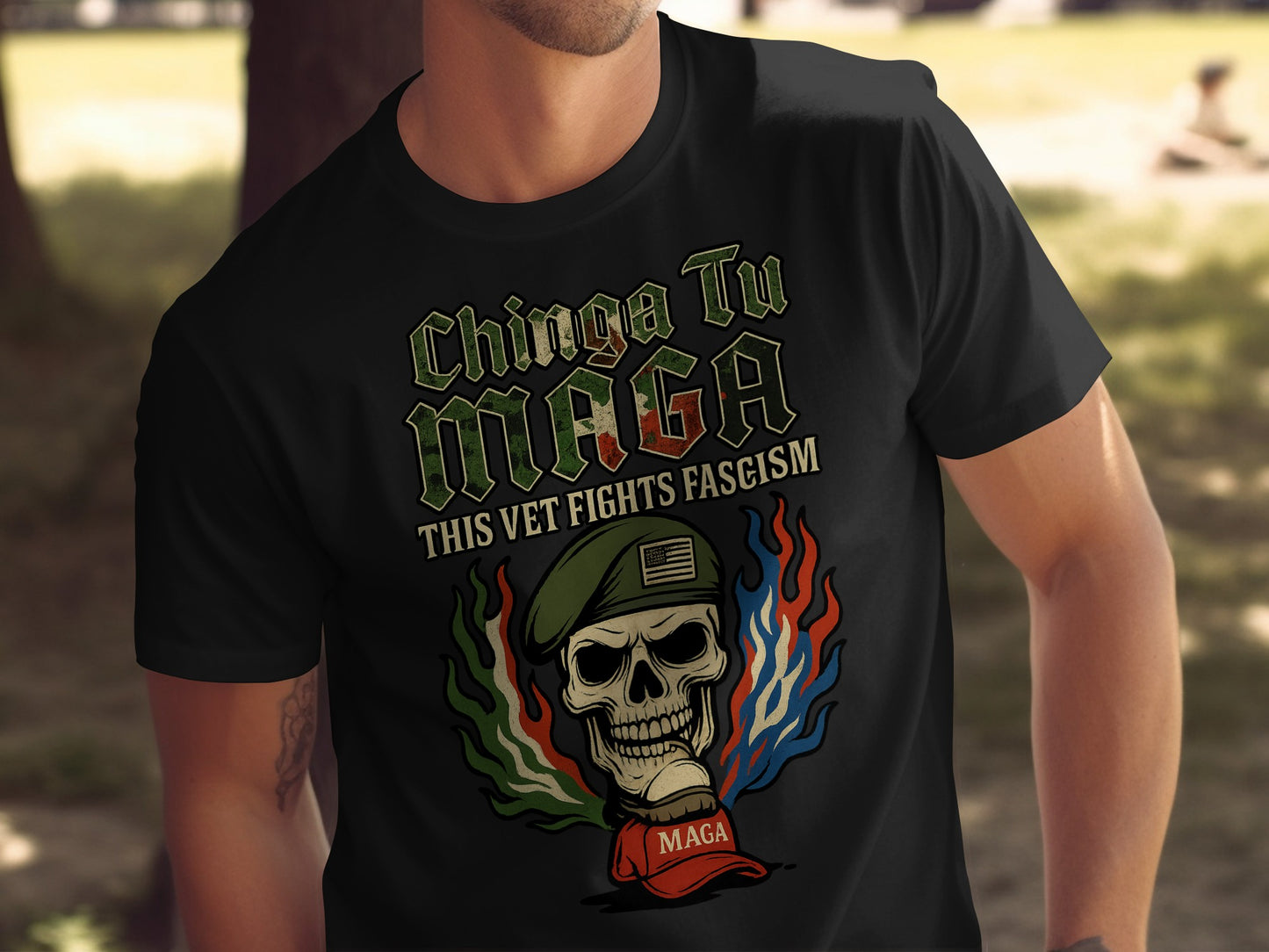 Chinga Tu MAGA This Vet Fights Fascism T-shirt product
