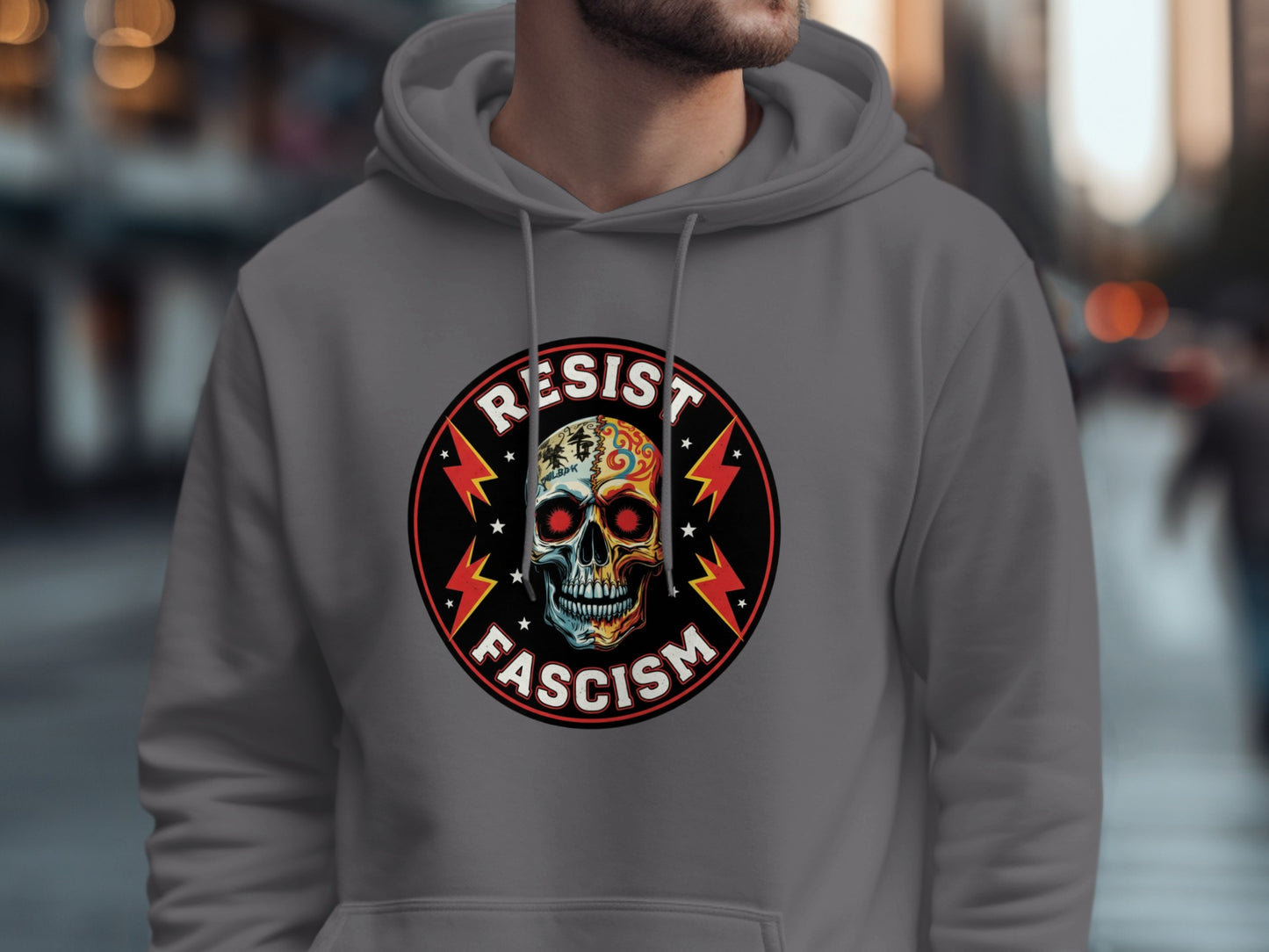 Resist Fascism Skull Hoodie fashion product