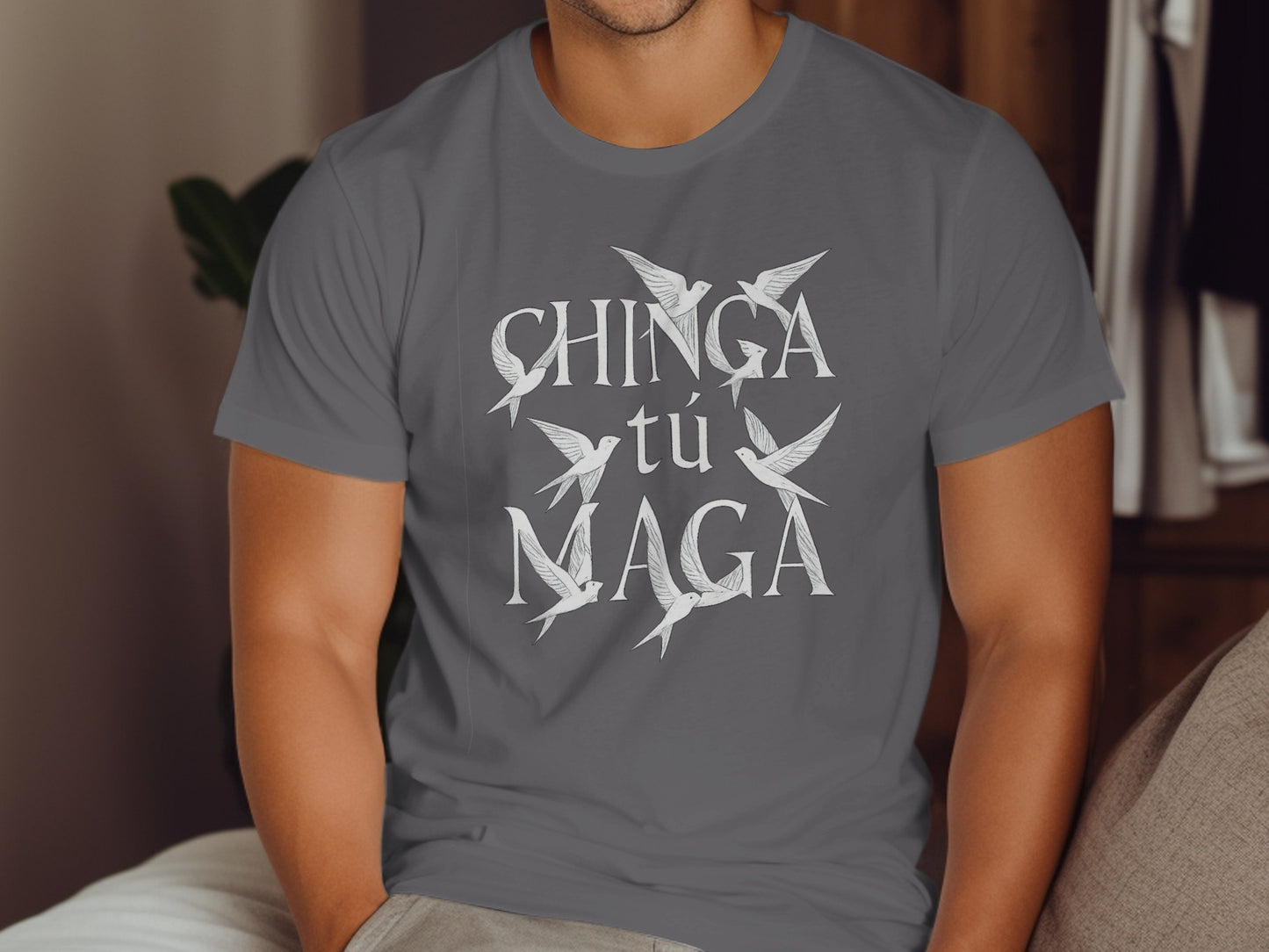 Chinga Tu Maga T-Shirt with Birds Design product type