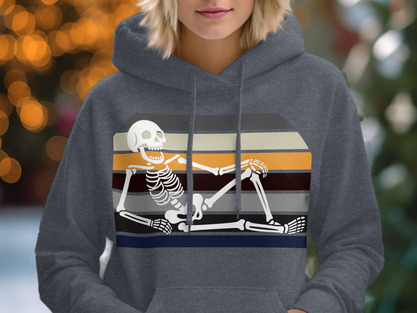 Retro Skeleton Graphic Hoodie Casual Wear Product