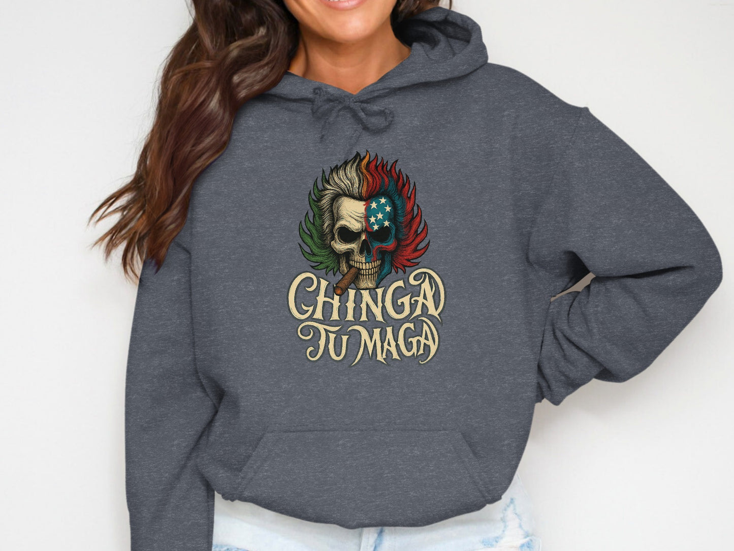 Chinga Tu Maga Skull Art Graphic Hoodie product