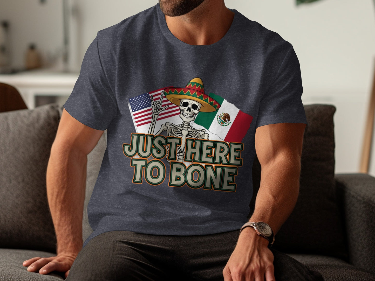 Just Here To Bone Funny Skeleton Graphic Shirt product