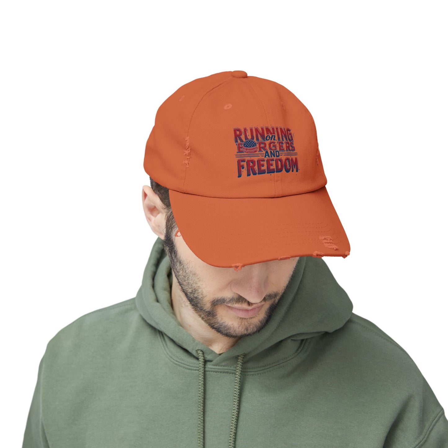 Unisex Distressed Cap - Running for Freedom Vintage Style Hat