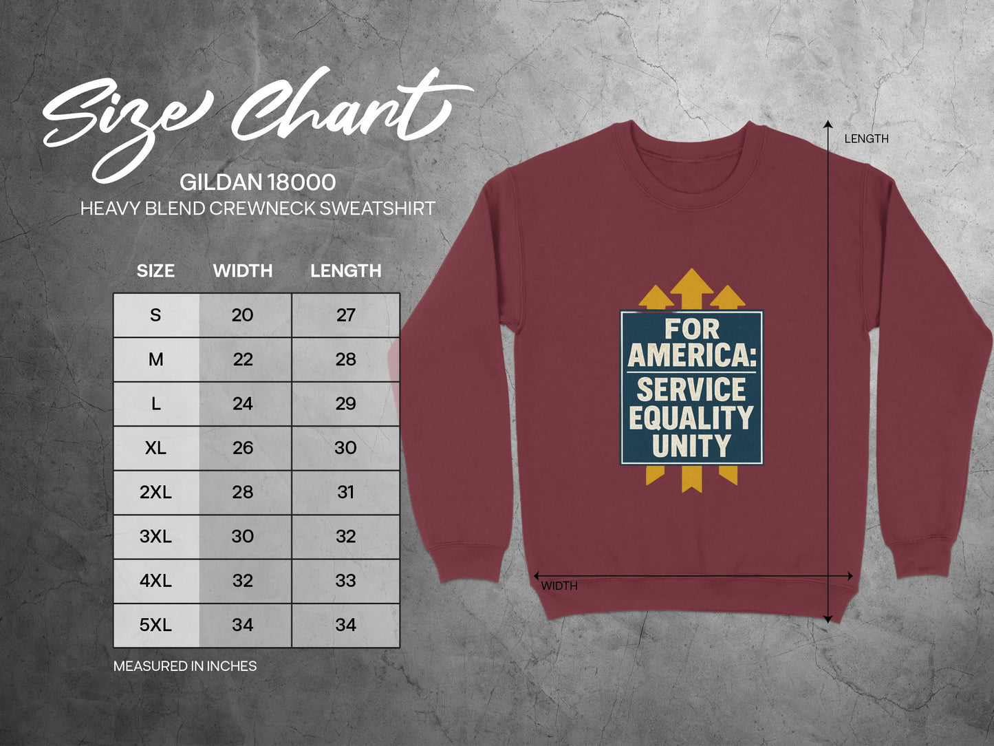 For America Service Equality Unity Crewneck Sweatshirt