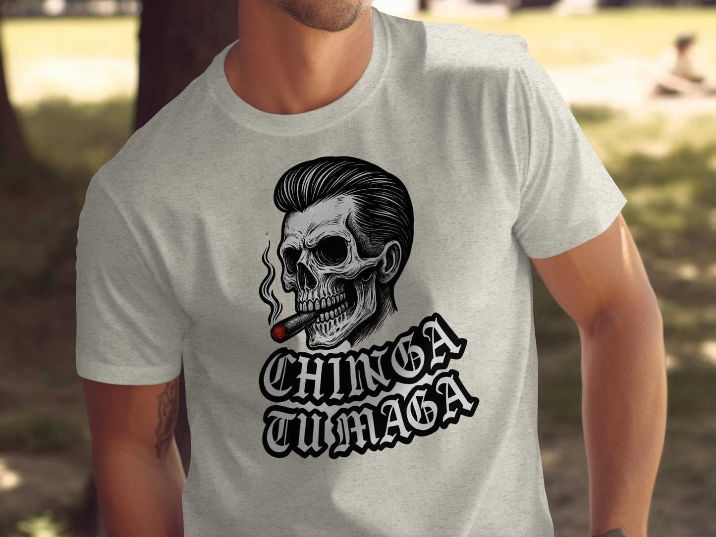 Skull Smoking Cigar Chinga Tu Maga Graphic T-Shirt product