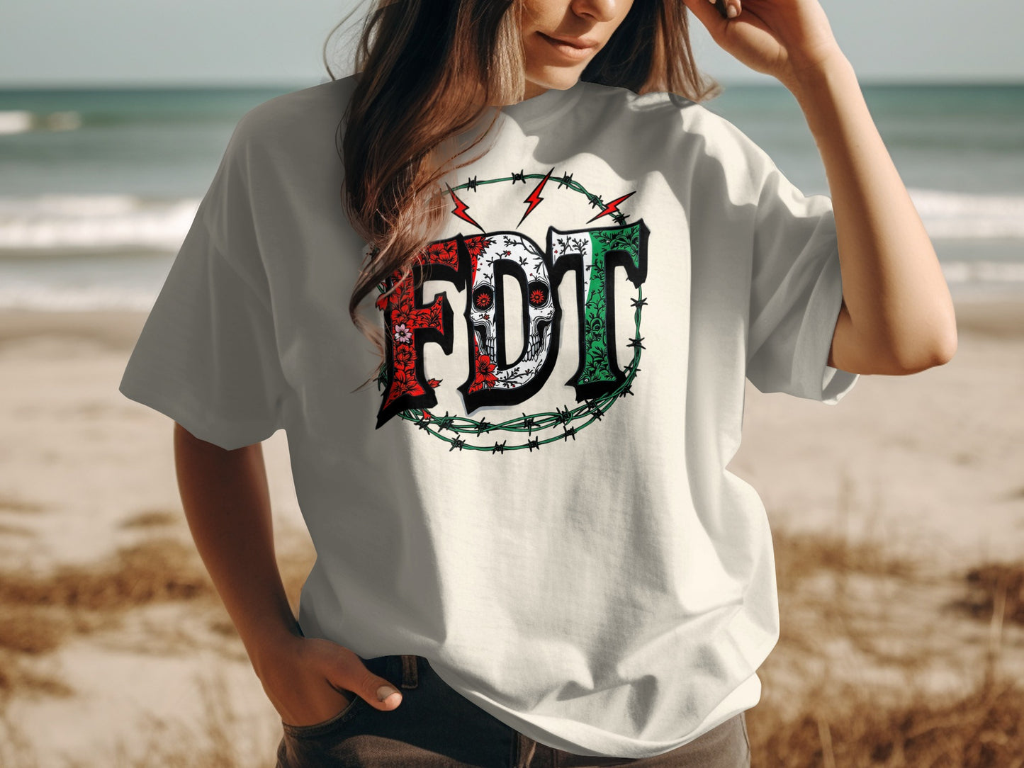 FDT Graphic Print Casual Summer Beachwear T-shirt Product Type