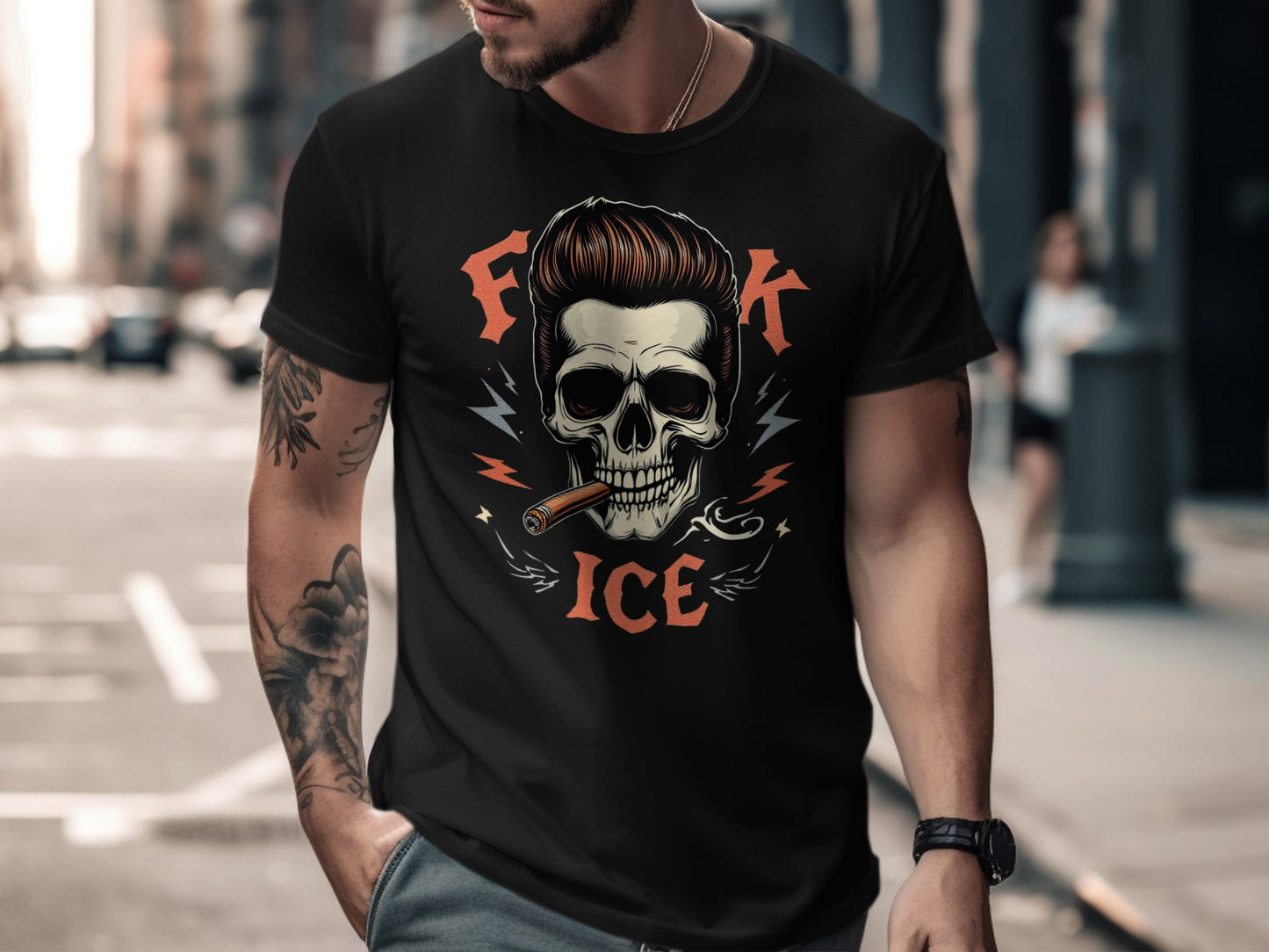 Fierce Skull With Cigar Graphic Tee Shirt product type