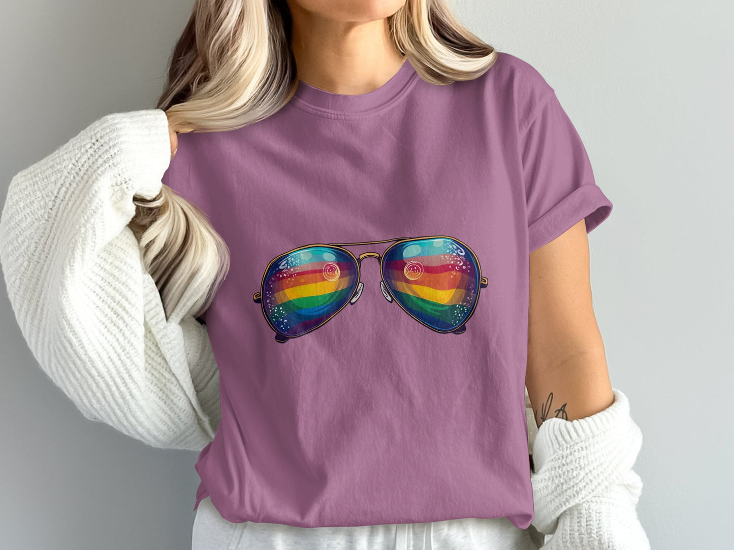 Colorful Sunglasses Reflection Graphic T-shirt product