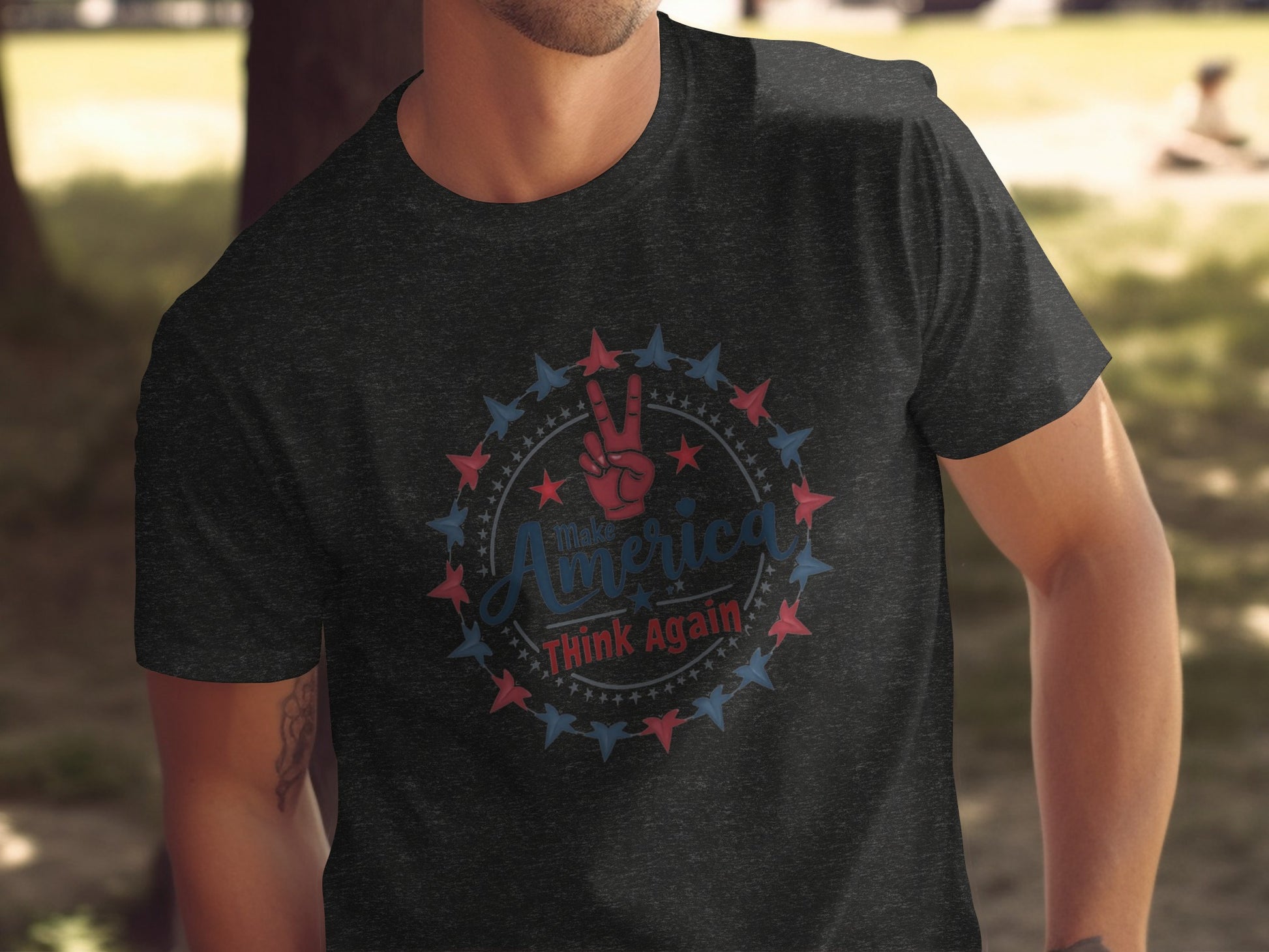Make America Think Again Peace Sign T-Shirt Product