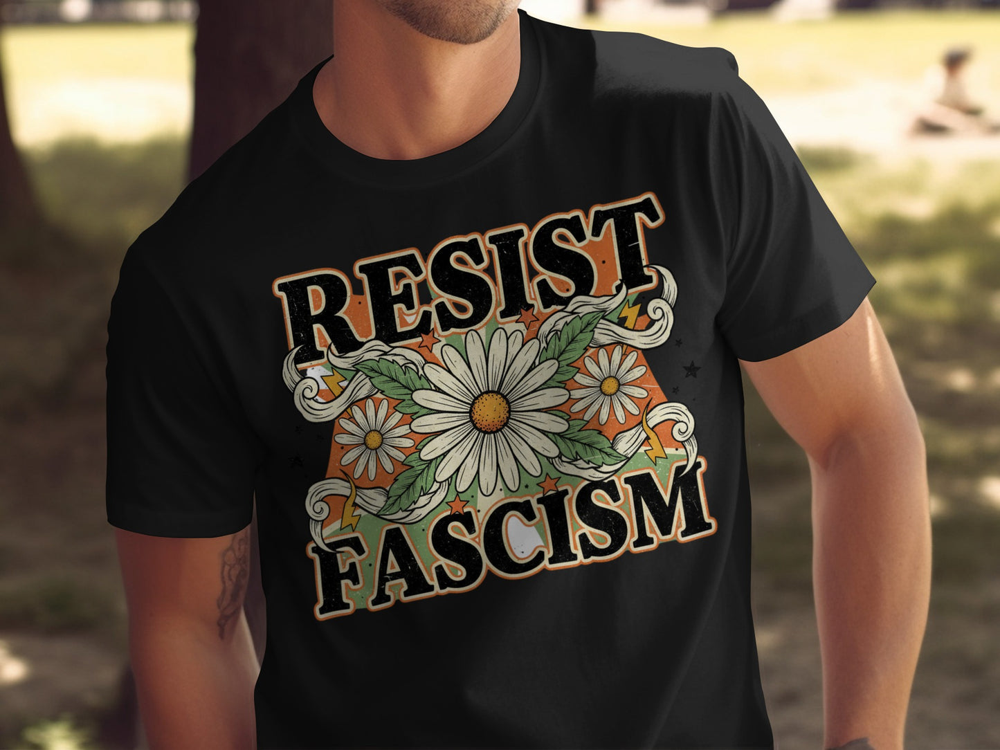 Resist Fascism Floral Design T-shirt product type