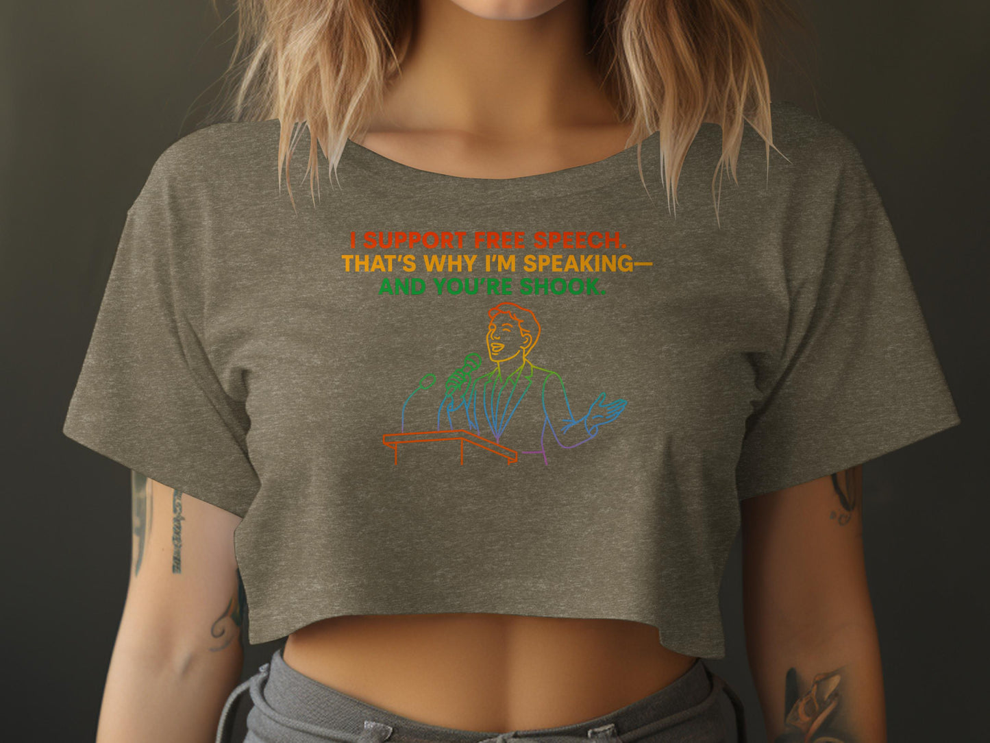 I Support Free Speech Graphic Crop Top product