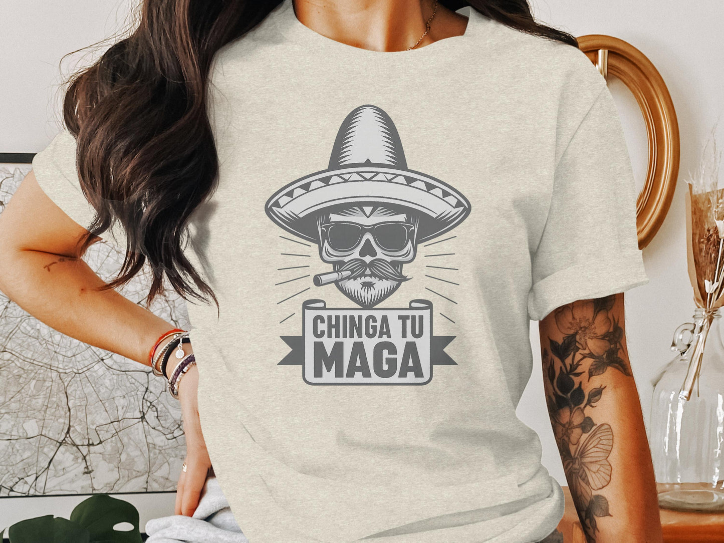 Chinga Tu Maga Funny Sombrero Graphic Tee Shirt product