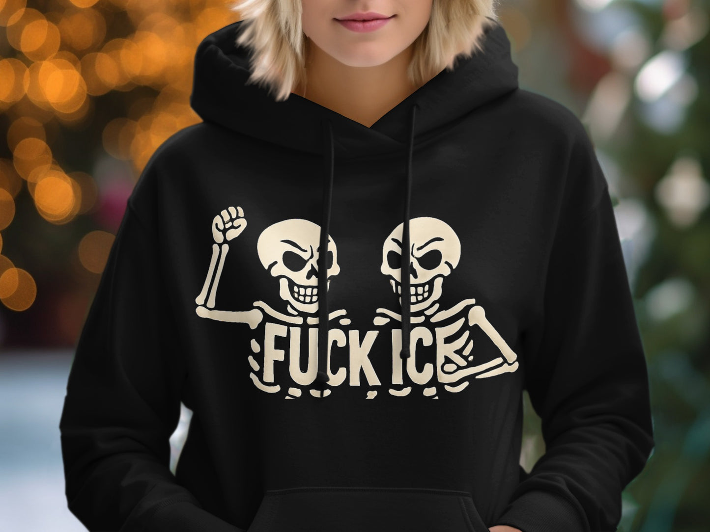 Bold Skeletons Fuck ICE Hooded Sweatshirt product type
