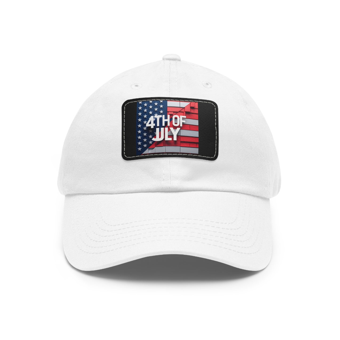 4th of July Dad Hat with Leather Patch - Patriotic Cap for Independence Day