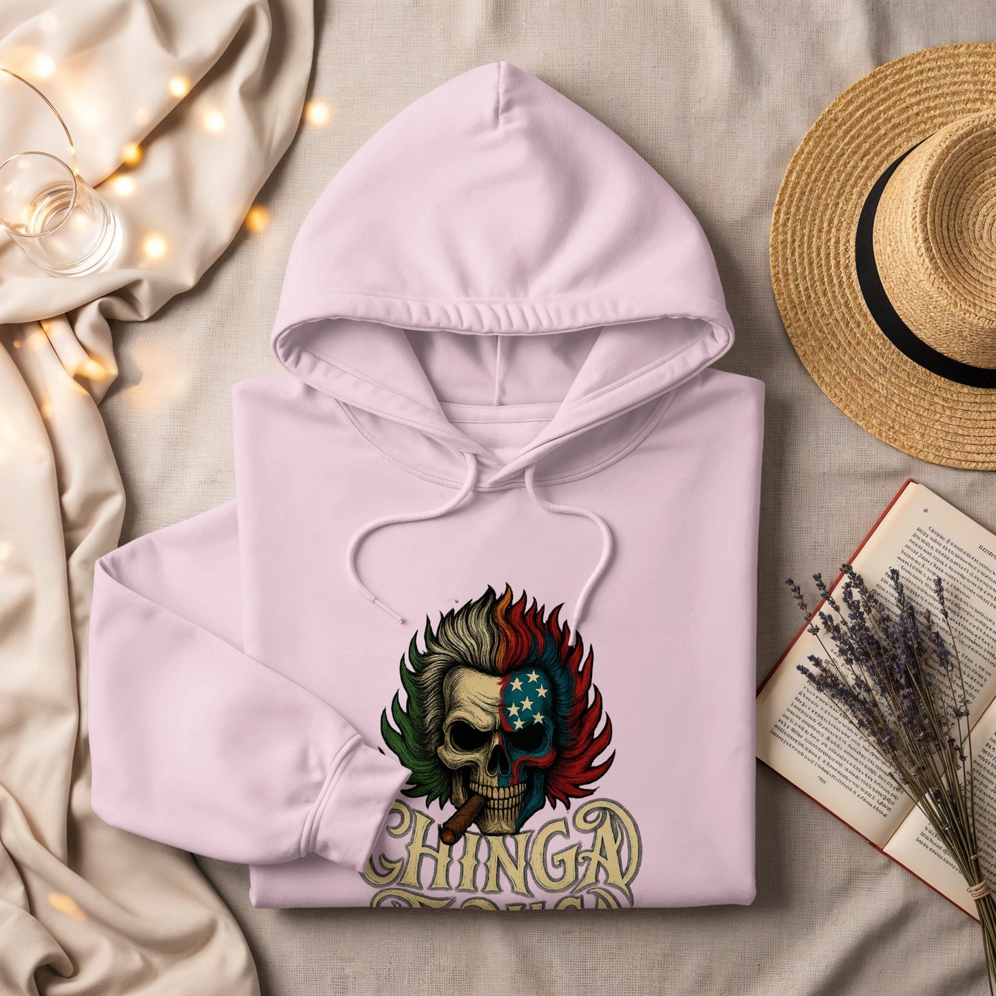 Vibrant Skull Design Chingadazo USA Hoodie product type