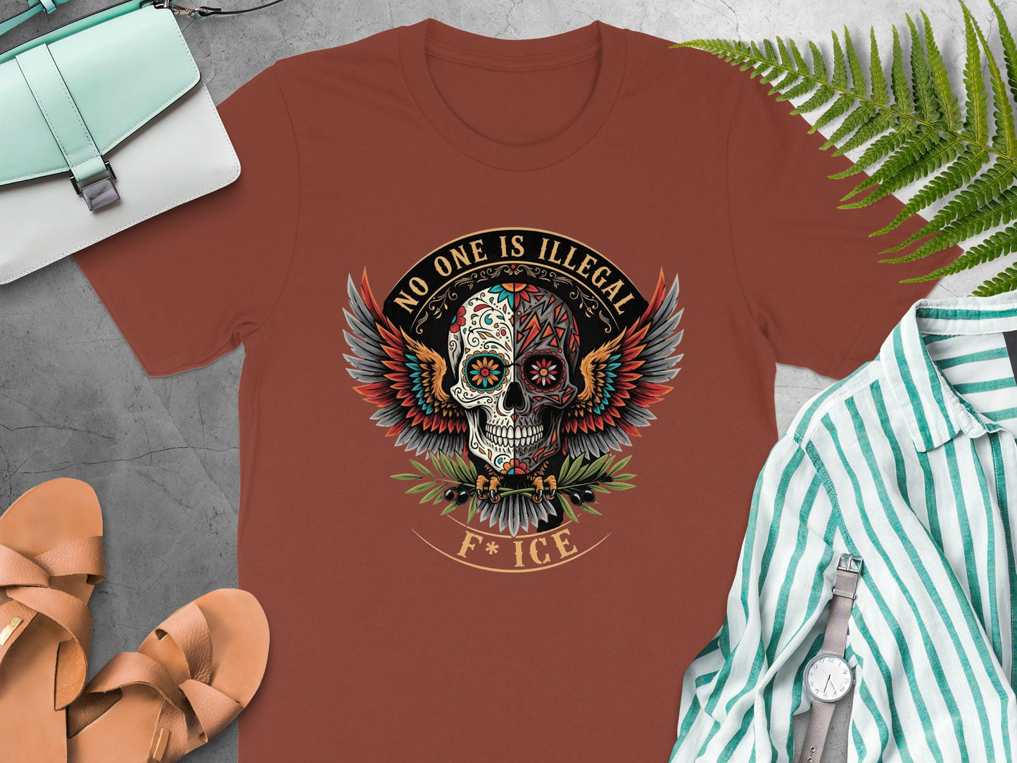 Unique Skull Design No One Is Illegal T-Shirt product