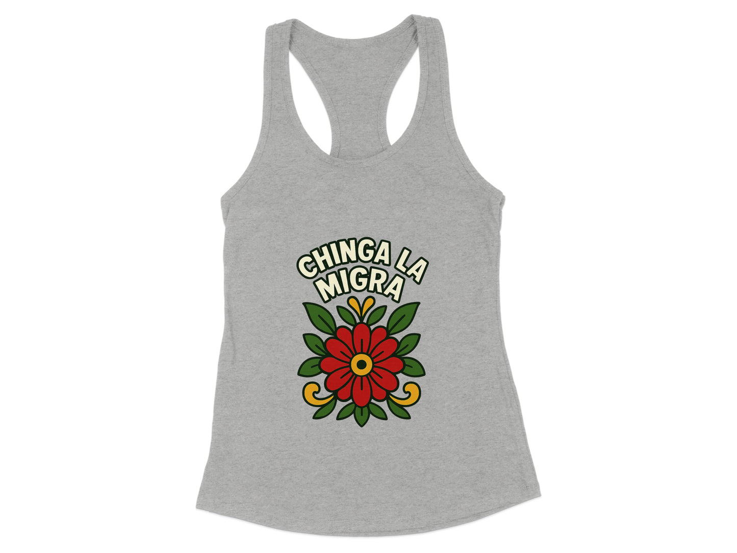Chinga La Migra Red Flower Graphic Tank Top product